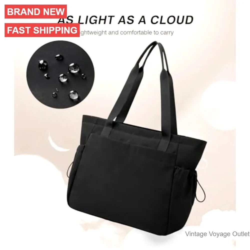 Large Tote Bag with Zipper, 16L Capacity, Lightweight Polyester for Work Travel - Picture 5 of 7